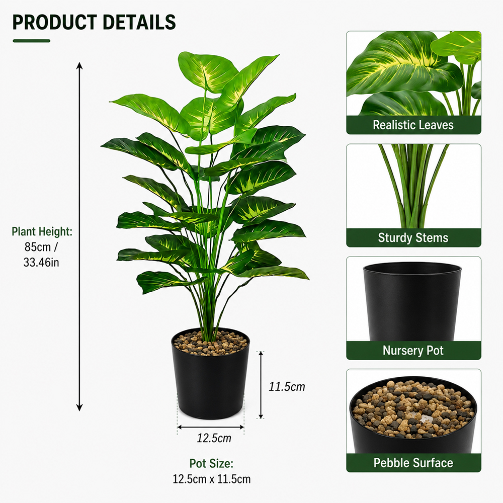 85cm Artificial Pothos Plants  - Ficus Lyrata Tree incelemesi ve fiyatı