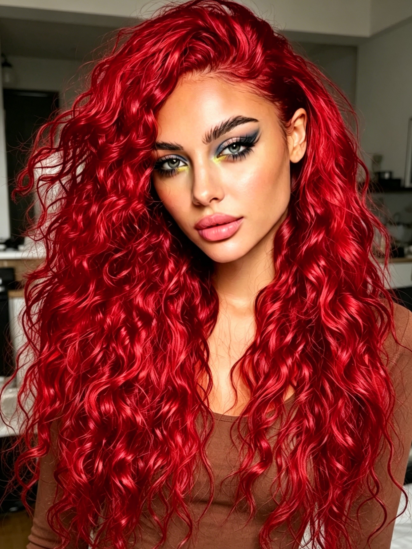 Red Deep Wave Lace Front Wigs  - Aglaonema Red incelemesi ve fiyatı