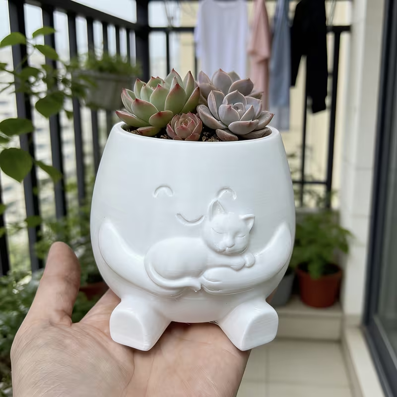 3D Printed Cat Flowerpot Decor - Echeveria Succulent incelemesi ve fiyatı